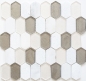 Preview: Naturstein Glasmosaik Marmor Hexagonale Mosaikfliesen Sechseck beige weiß hellgrau Küchenrückwand Bad Wand WC - 85-IN69