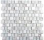 Mobile Preview: Naturstein Glasmosaik Marmor Kunststoff weiß klar Multiformat Fliesenspiegel Küchenrückwand - 82BM-0101