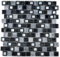 Preview: Mosaique Mix pierre translucide Ceramique plastique mix gris noir brillant - 10 feuilles de mosaique