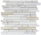 Preview: Mosaique aspect maconnerie Mix pierre translucide Ceramique blanc brillant - 10 feuilles de mosaique