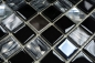 Preview: selbstklebende Mosaik Fliese Edelstahl Glasmosaik Schwarz Silber Klar Fliesenspiegel Küchenfliese - 200-4CM26