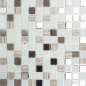 Mobile Preview: Mosaik Fliese selbstklebend Edelstahl Glasmosaik Marmor Weiß Silber Beige Fliesenspiegel - 200-4CM32
