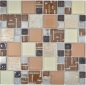 Preview: Mosaique de verre Carreau de mosaique argent ivoire clair noisette brun orange - 88-1317