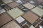 Preview: Mosaique de verre Carreau de mosaique argent ivoire clair noisette brun orange - 88-1317