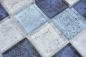 Preview: Mosaique Carre Mosaique de verre mix bleu translucide aspect beton brillant