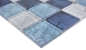 Preview: Mosaique Carre Mosaique de verre mix bleu translucide aspect beton brillant