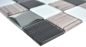 Preview: Piastrelle di vetro a mosaico bianco argento nero struttura in legno 3D backsplash piastrelle - 88-1717