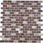 Preview: Mosaik Stäbchen Verbund Naturstein Glasmosaik Brick Struktur dunkelbraun Wandverkleidung Fliesenspiegel Küche Bad WC - 87-0013