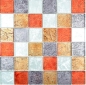 Preview: Glasmosaik Mosaikfliese Gold Silber Orange Cremeweiß Fliesenspiegel Küche - 129-71739