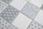Preview: Retro Vintage Mosaik Recycling Glas orientalisches Muster Weiß Blau Wandfliese Bad - 16-0104