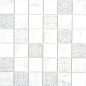 Preview: Retro Vintage Mosaik Recycling Glas orientalisches Muster Weiß Hellgrau Wand Bad - 16-0202