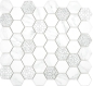 Mobile Preview: Retro Vintage Mosaik recycling Glas Hexagon mit Muster Weiß Hellgrau Wand Bad - 16-0222