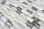 Preview: Mosaico de ladrillos con aspecto de concha de piedra translucida MIX blanco brillante - 10 hojas de mosaico