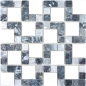 Preview: Marmor Mosaikfliese Kombination hell weiss anthrazit grau blau 88-0321