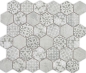 Preview: Keramikmosaik Fliese Mosaikmatte Hexagon Hellgrau Grau Fliesenspiegel Mosaikplatte - 11H-0002
