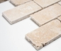 Preview: Travertin Mosaik Fliese Natursteinmosaik beige Brick Inula Chiaro Antik 43-1202