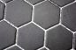 Preview: Mosaik Fliese Keramikmosaik Hexagon schwarz unglasiert 11B-0304-R10