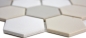 Preview: Mosaik Fliese Keramikmosaik Hexagon weiß hellbeige hellgrau unglasiert 11B-1122-R10