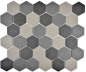 Mobile Preview: Mosaik Fliese Keramikmosaik Hexagon grau dunkelgrau schwarz unglasiert 11B-2313-R10