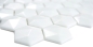 Mobile Preview: Hexagon ECO Recyclingglasmosaik uni weiß 3D Optik Wand Küche Bad - 3D 11-AR01