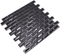 Preview: Mosaico Brick Bond Diamond negro liso ceramica metro look glossy
