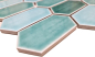 Preview: Mosaikfliese Hexagon CG CH475 - türkis grün pastell - 1 Mosaikmatte