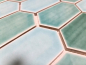 Preview: Mosaikfliese Hexagon CG CH475 - türkis grün pastell - 1 Mosaikmatte