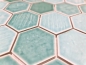 Mobile Preview: Mosaikfliese Keramik Mosaik Hexagonal grün glänzend - 11K-SAN5