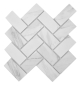Preview: Keramik Mosaikfliese Fischgrät Carrara weiß grau matt