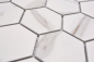 Mobile Preview: Mosaik Fliese Keramikmosaik Hexagon Calacatta Sechseck weiß graubraun matt