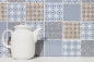 Preview: Mosaique Carre Classico mix Ceramique retro blanc bleu orange gris brillant