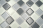 Preview: Mosaico de vidrio gris blanco antracita piscina mosaico piscina mosaico cuarto de bano WC - 62-0204