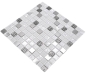 Preview: Mosaik Quadrat Glasmosaik Stahl mix weiß Glas Mix Transluzent Edelstahl glänzend