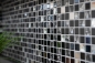 Preview: Mosaik Quadrat Glasmosaik Stahl mix schwarz Glas Mix Transluzent Edelstahl glänzend