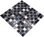 Preview: Mosaik Quadrat Glasmosaik Stahl mix schwarz Glas Mix Transluzent Edelstahl glänzend