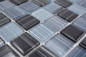 Preview: Mosaique de verre noir trait noir gris clair miroir carrelage mur salle de bain cuisine WC - 64-0302
