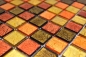 Preview: Mosaik Fliese Glasmosaik Gold Orange Rot Struktur Wandverkleidung Küche Bad - 120-07414