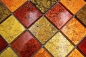 Preview: Mosaik Fliese Glasmosaik Gold Orange Rot Struktur Wandverkleidung Küche Bad - 120-07424