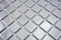 Preview: Mosaik Fliese Glasmosaik Silber Glänzend Fliesenspiegel Wand Küche Mosaikmatte - 60-0206