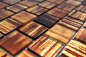 Preview: Carreaux de mosaique Mosaique de verre Raccord de mur Ocre brun givre Verre laiteux mat Carre Crystal Structure