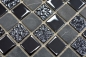 Preview: Glasmosaik Natursteinmosaik Rustikal grau anthrazit schwarz 62-0302-GN