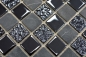 Preview: Mosaico mezcla piedra translucida gris negro brillante - 10 hojas de mosaico