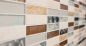 Preview: Mosaique rectangle mosaique de verre pierre mix acier beige mix translucide inox aspect croise brillant