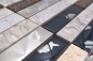 Preview: Mosaique Rectangle Mosaique de verre Pierre Acier Resin mix gris Mix Translucide Acier inoxydable Aspect croise brillant