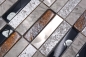 Preview: Mosaique Rectangle Mosaique de verre Pierre Acier Resin mix gris Mix Translucide Acier inoxydable Aspect croise brillant