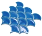 Preview: Keramik Mosaikfliese Fächer Fischschuppen uni dunkelblau ice crackled Style