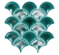 Mobile Preview: Keramik Mosaikfliese Fächer Fischschuppen uni dunkelblau ice crackled Style - Kopie
