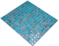 Preview: Mosaique aspect piscine verre bleu clair brillant - 10 feuilles de mosaique