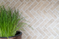 Preview: Fischgrät Mosaik beige braun Travertin Steinoptik Fliese Keramikmosaik 24-SO76
