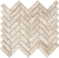 Preview: Fischgrät Mosaik beige braun Travertin Steinoptik Fliese Keramikmosaik 24-SO76
